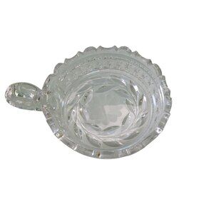 McKee Glass Company Vintage Etched Glass Candy Dish With Handle Mid Century